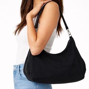 Gucci Nylon Small Shoulder Bag Black Zip Hobo Purse